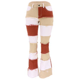 Patch Me If You Can High Rise Flare Jeans - Brown/combo Ins Street
