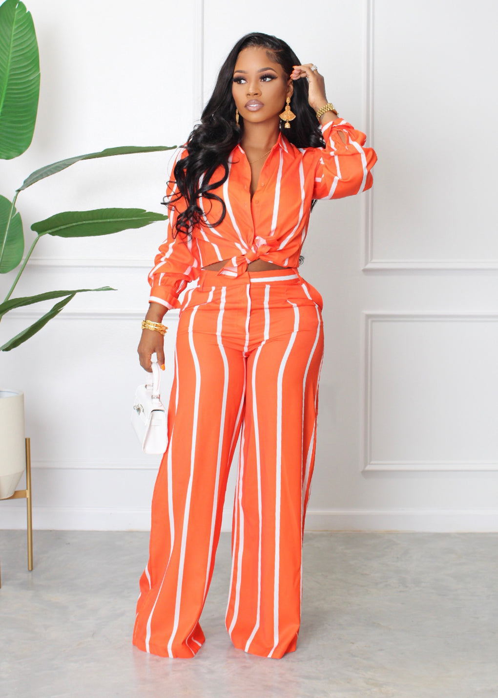 Ferrara Striped Tie Jumpsuit Ins Street