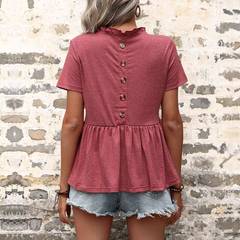 Candid Cotton Peplum Top - Rust Ins Street