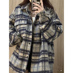 Mendocino Plaid Soft Knit Jacket Ins Street