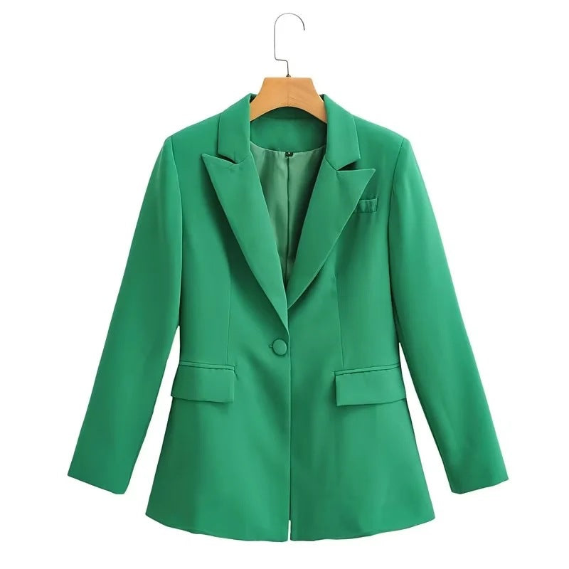 Runway Pocketed Blazer - Kelly Green Ins Street