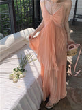 Evelyn Striped Halter Maxi Dress - Blush Multi