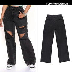 Darkest Hour Ripped Straight Leg Jeans - Black Ins Street