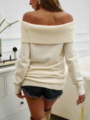 Tess Cashmere Blend Off The Shoulder Sweater - Ivory - FINAL SALE OLIV-001