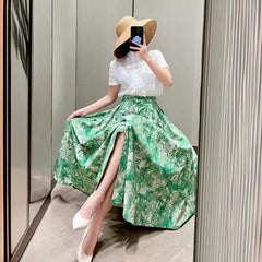 Velasquez Floral Maxi Skirt - Green SALT-001