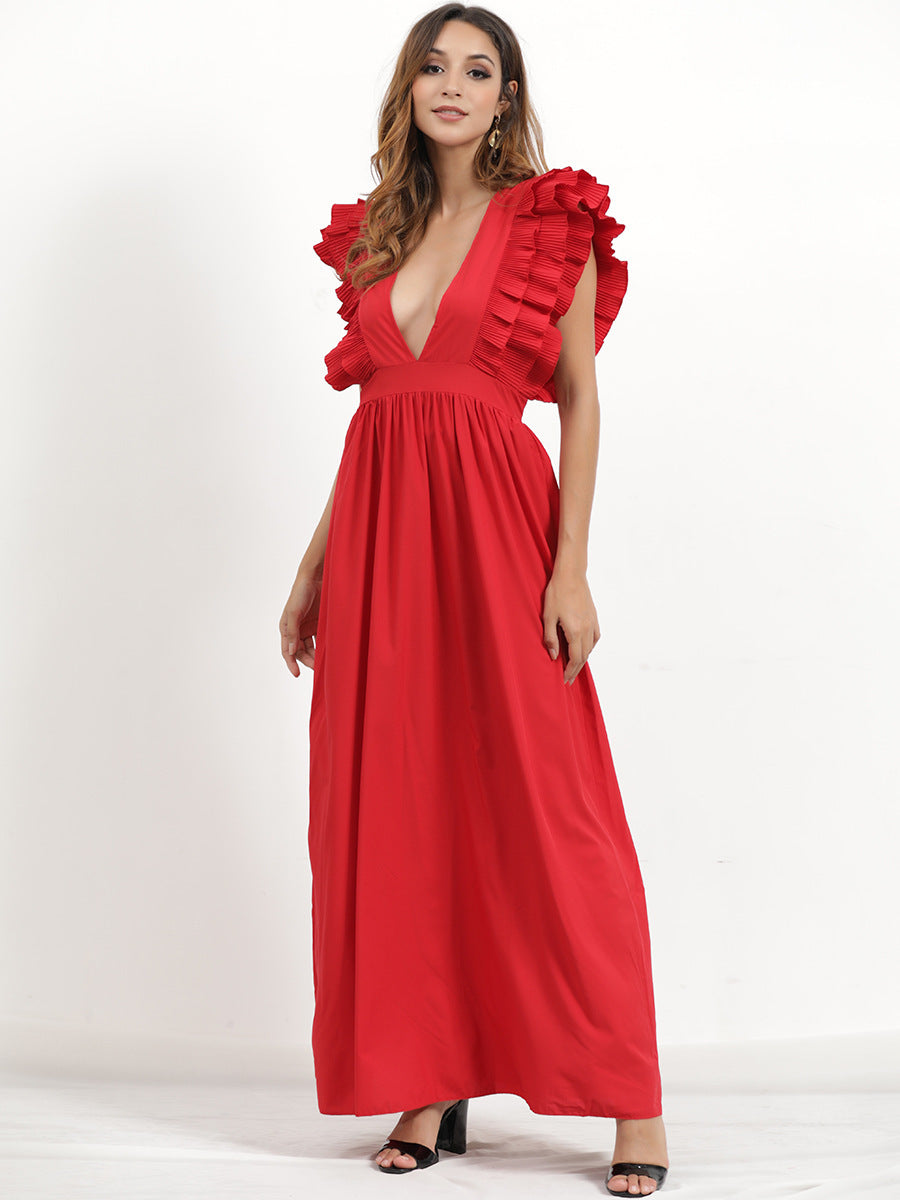 Bodhi Tiered Ruffle Maxi Dress - Wine InsStreet