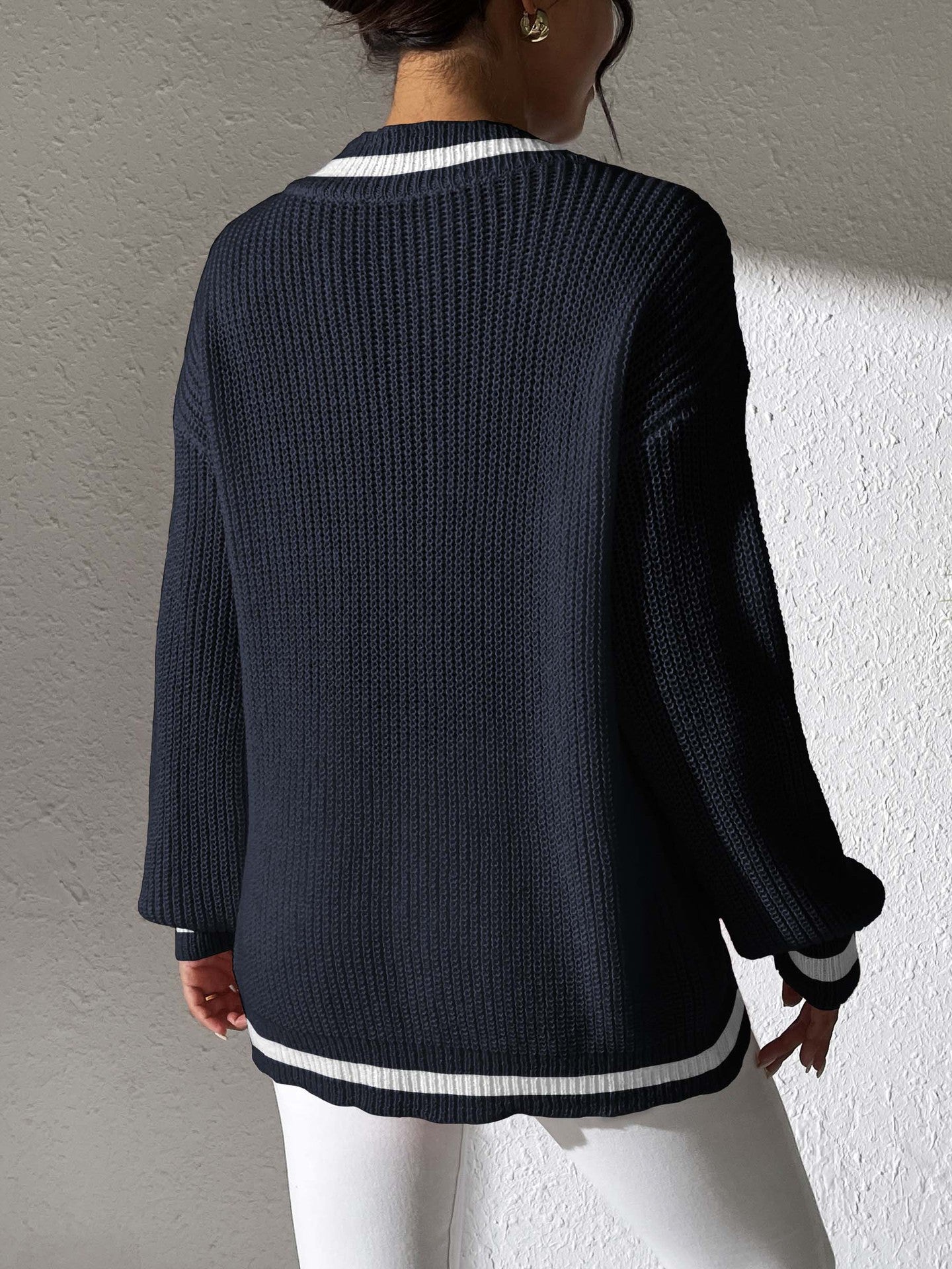 Varsity Cable Knit Sweater - Ivory FLAW-001