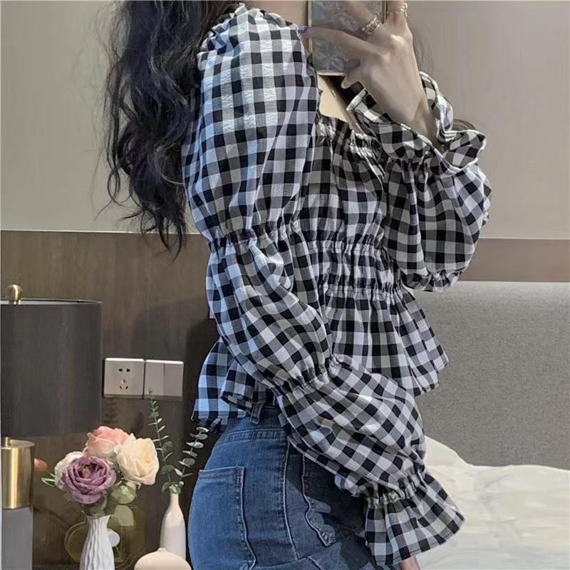 Stockholm Cotton Plaid Off The Shoulder Top - FINAL SALE Ins Street