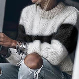 Alana Two-Tone Knit Sweater - Taupe