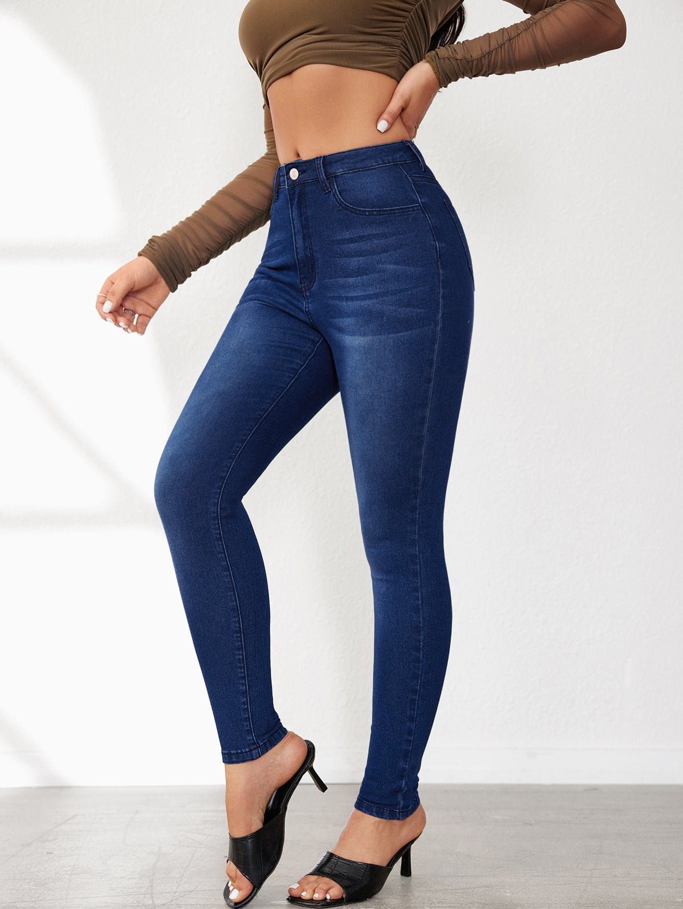 Oooh Girl High Rise Ankle Jeans - Dark Denim Ins Street