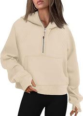 J Adore L Amour Cotton Pocketed Half Zip Pullover Ins Street