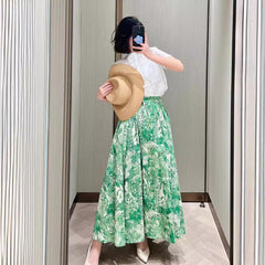 Velasquez Floral Maxi Skirt - Green SALT-001