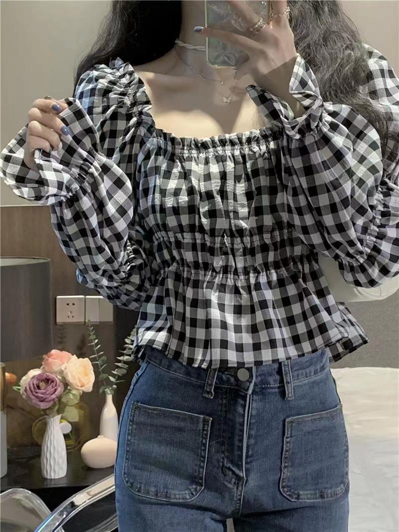 Stockholm Cotton Plaid Off The Shoulder Top - FINAL SALE Ins Street