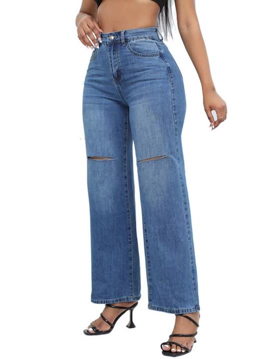 Not Your Girl Ripped Jeans - Light Blue Wash Ins Street