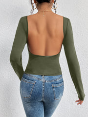 Kyra Backless Knit Bodysuit - Olive Ins Street