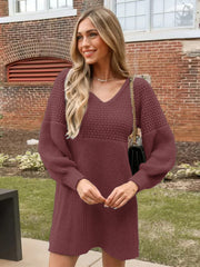 Tammy Off The Shoulder Ribbed Knit Sweater Dress - Cinnamon - FINAL SALE LE L-001