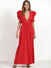 Bodhi Tiered Ruffle Maxi Dress - Wine InsStreet