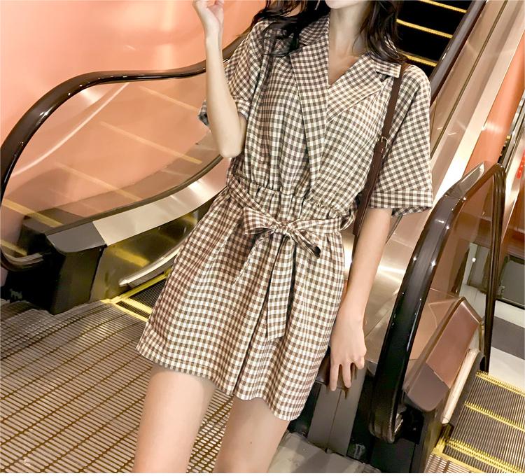 Dennison Cotton Gingham Romper Ins Street