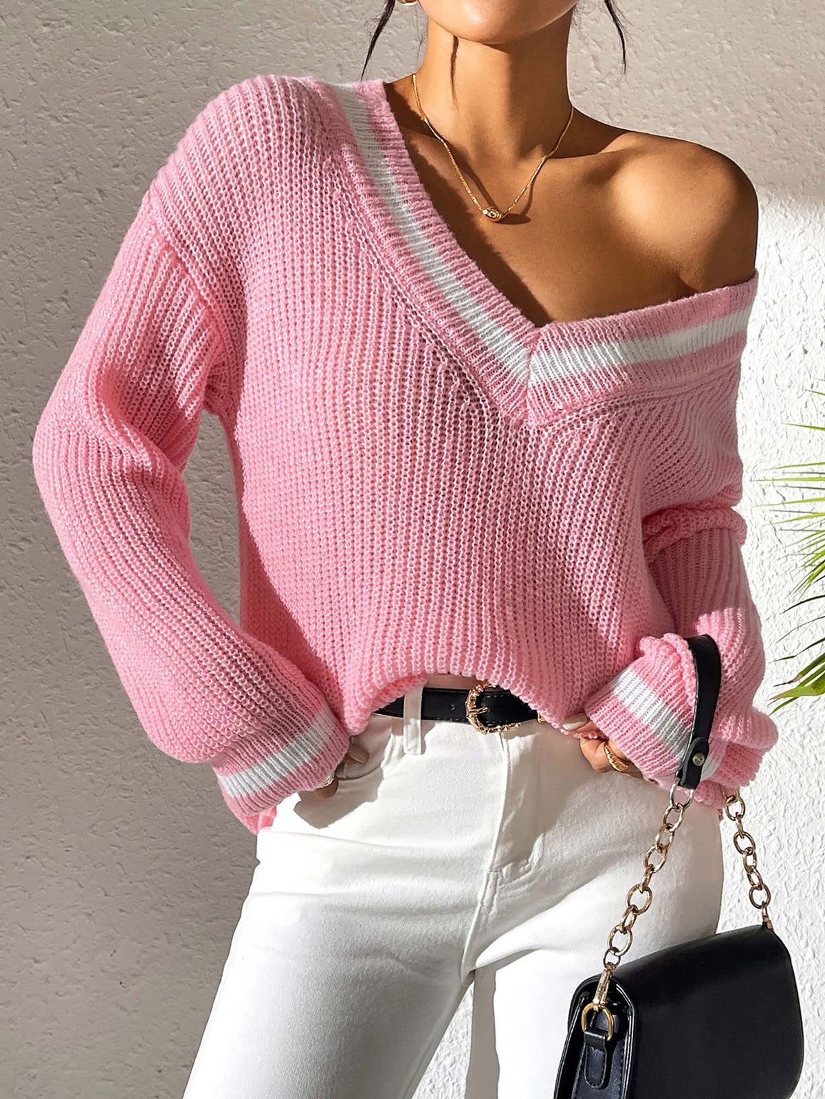 Varsity Cable Knit Sweater - Ivory FLAW-001