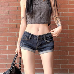 Juicy Cuffed Booty Short - Dark Denim Ins Street