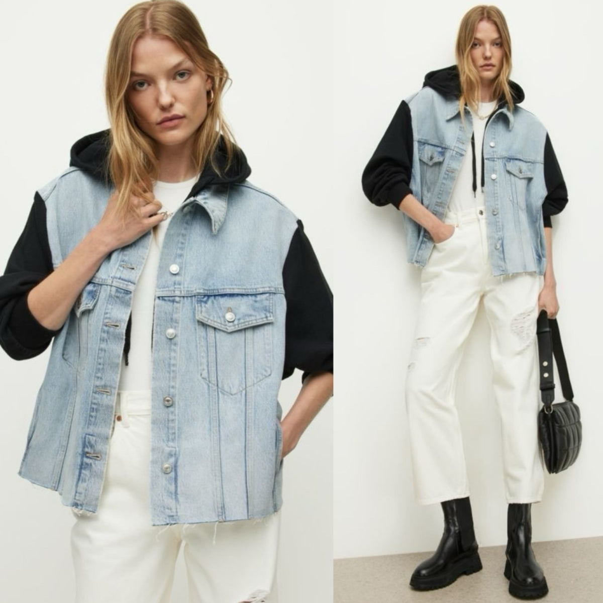 Maxed Out Denim Contrast Hooded Jacket Ins Street