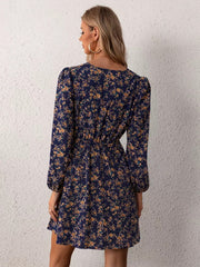 Autumn Years Floral Swiss Dot Ruched Dress InsStreet