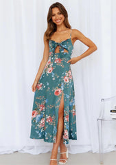 Floral Passion Stylish Ruffled Midi Dress InsStreet