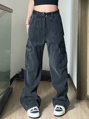 Straight High Waist Vintage Cargo Trousers InsStreet