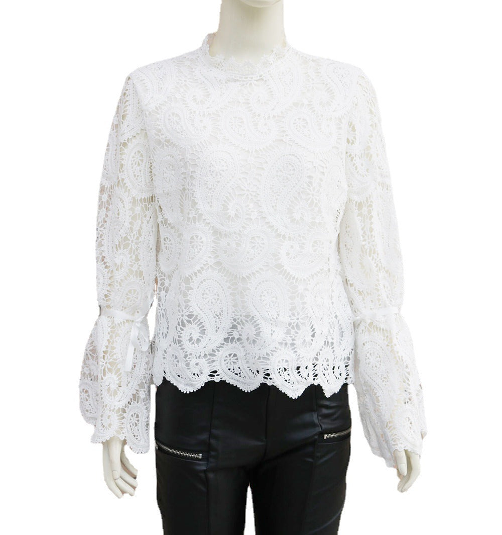 Fulfilled Heart Statement Sleeve Lace Blouse - Black Ins Street