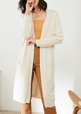 Elsa Pocketed Duster Cardigan - Beige Ins Street