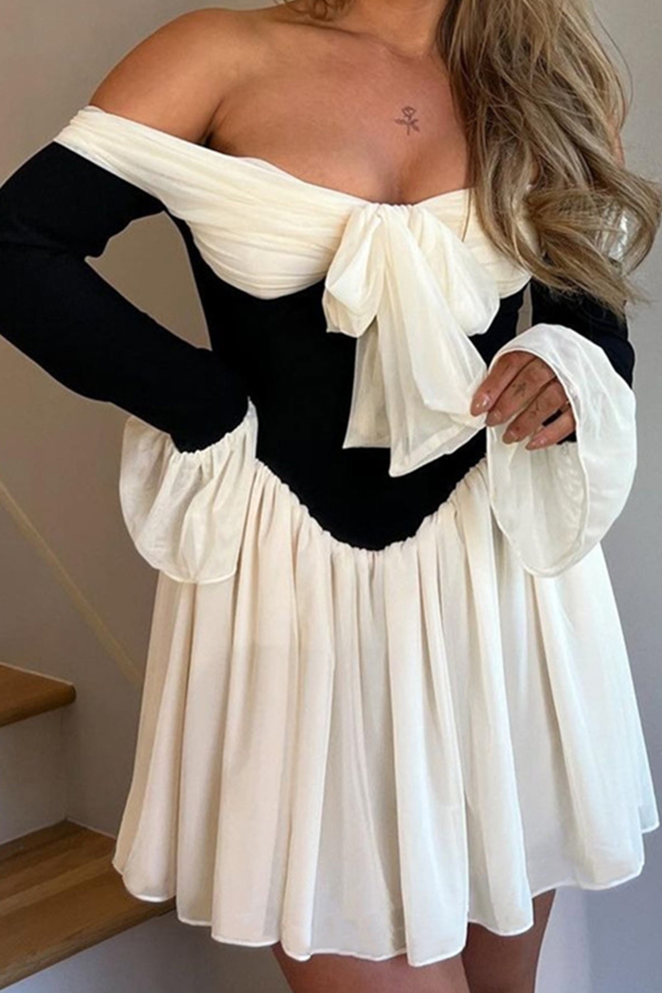 Off Shoulder Corset Dress with Bow InsStreet