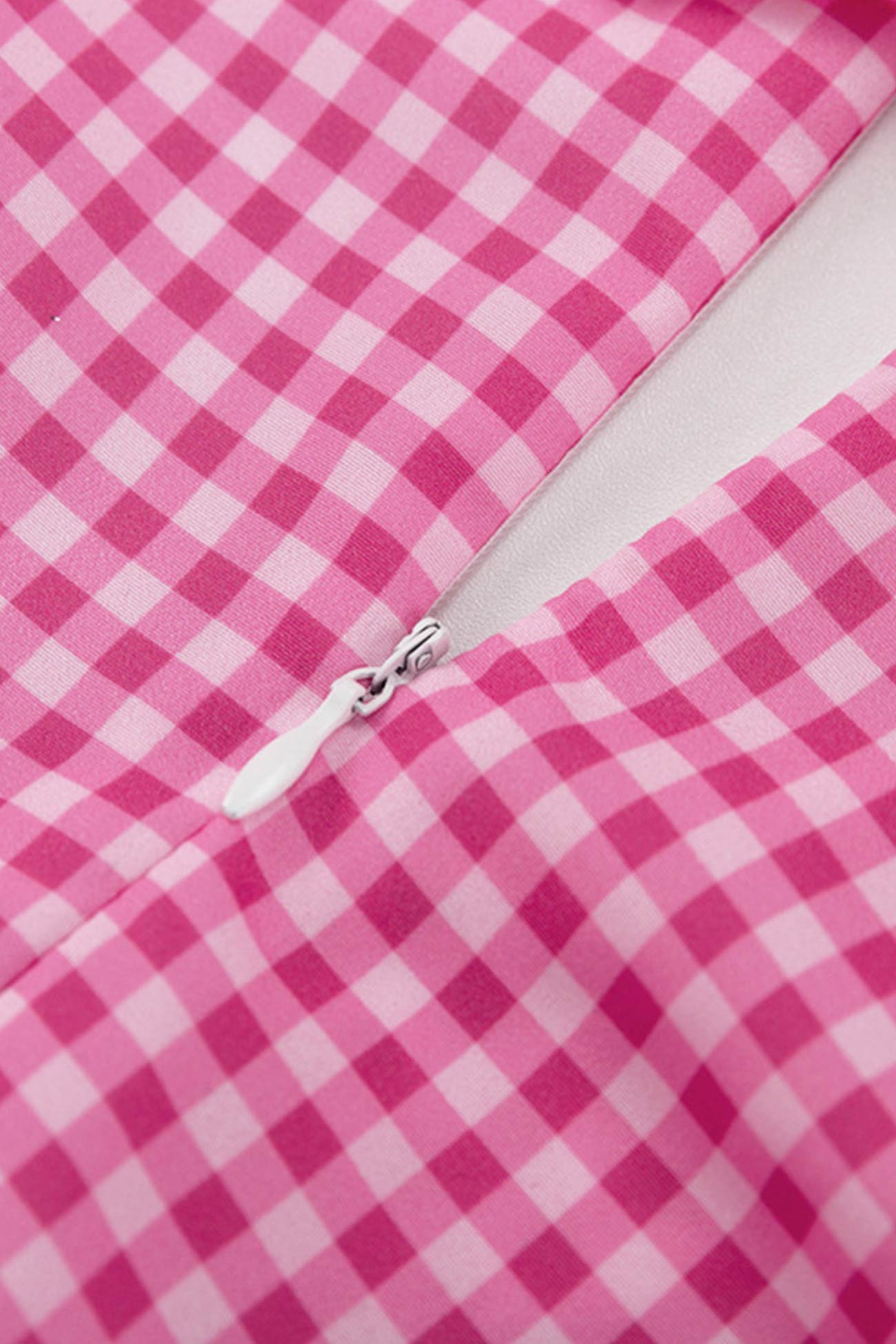 Pink Plaid A-Line Babydoll Dress with Lapel InsStreet