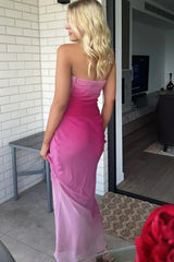 Pink Ombre Strapless Dress InsStreet