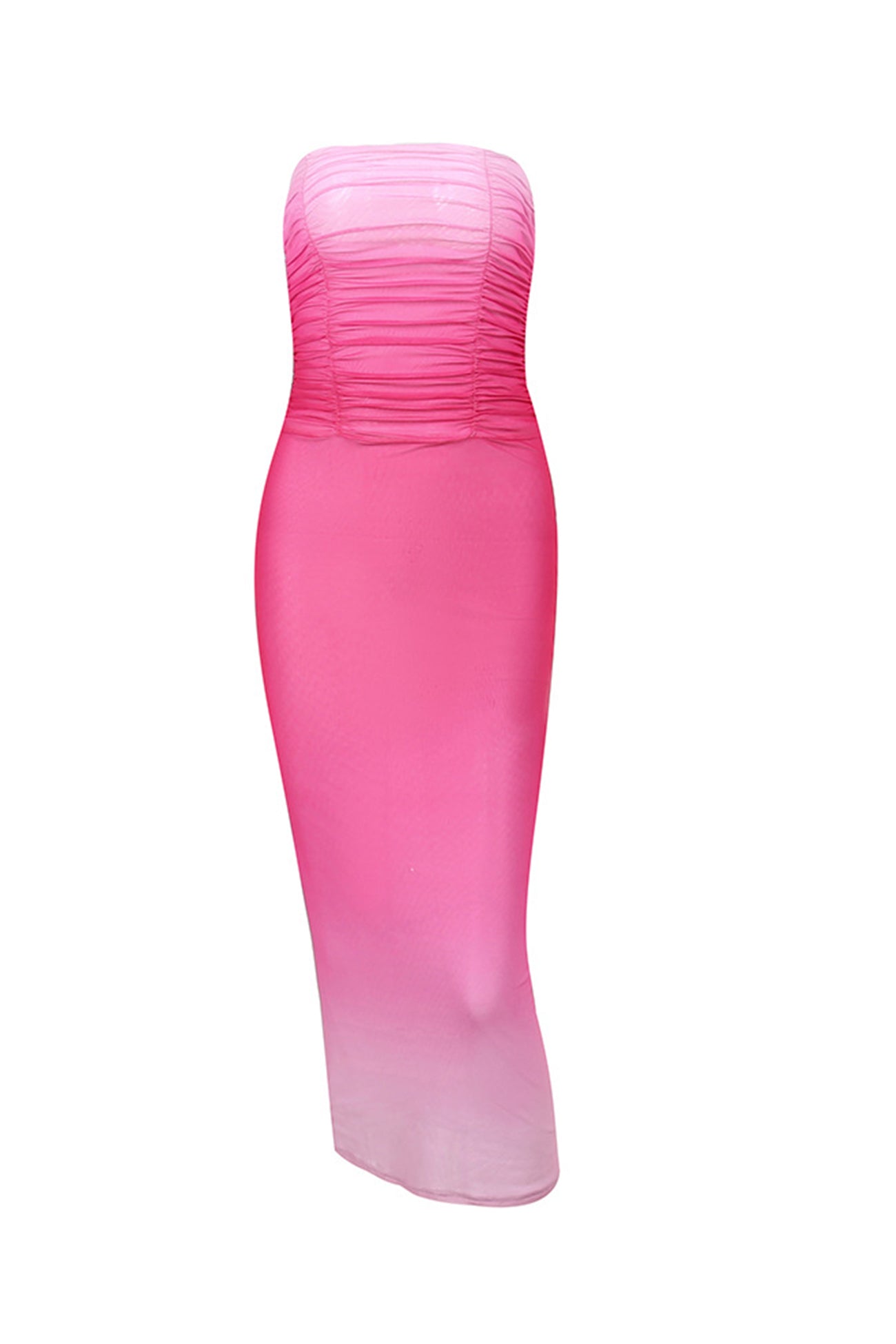 Pink Ombre Strapless Dress InsStreet