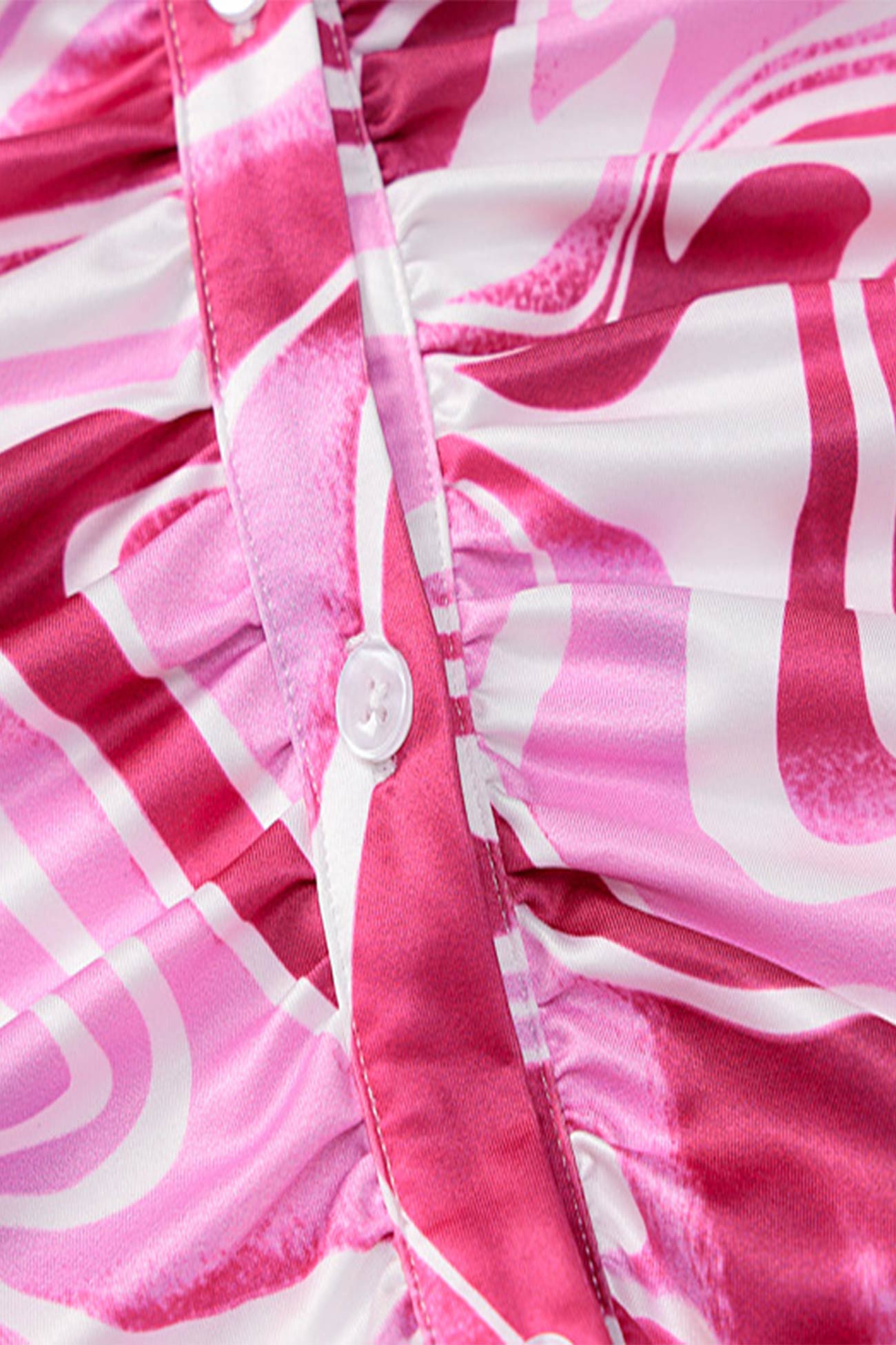 Red Button-Front Printed Shirt Dress InsStreet