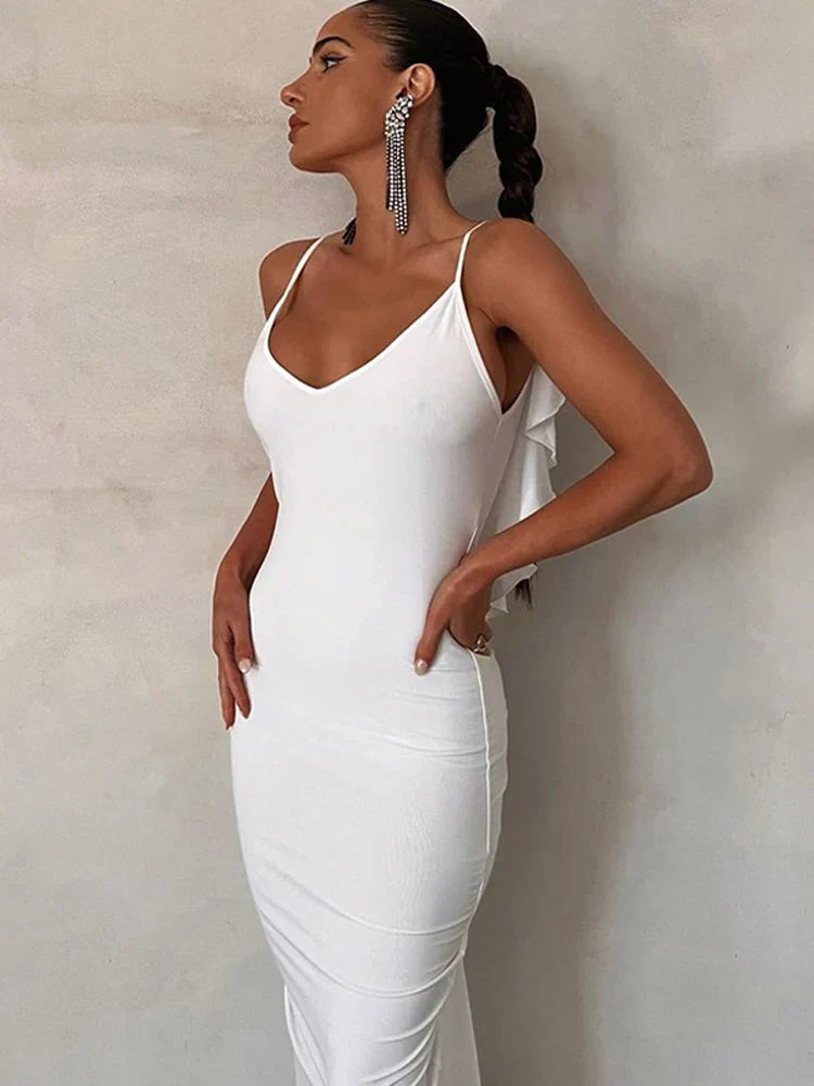 Knitted Open Back Maxi Dress InsStreet