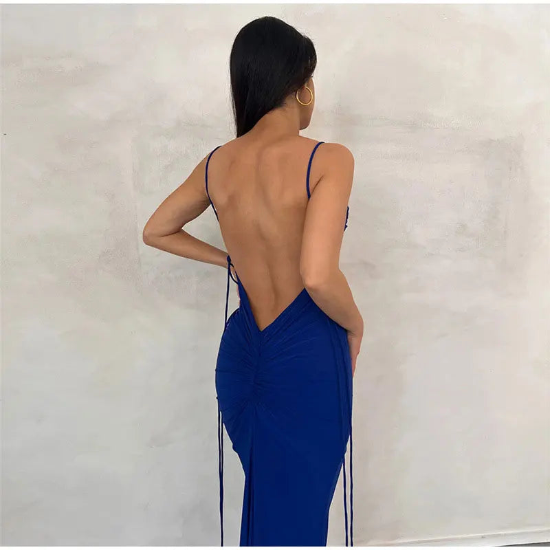 Knitted Open Back Maxi Dress InsStreet