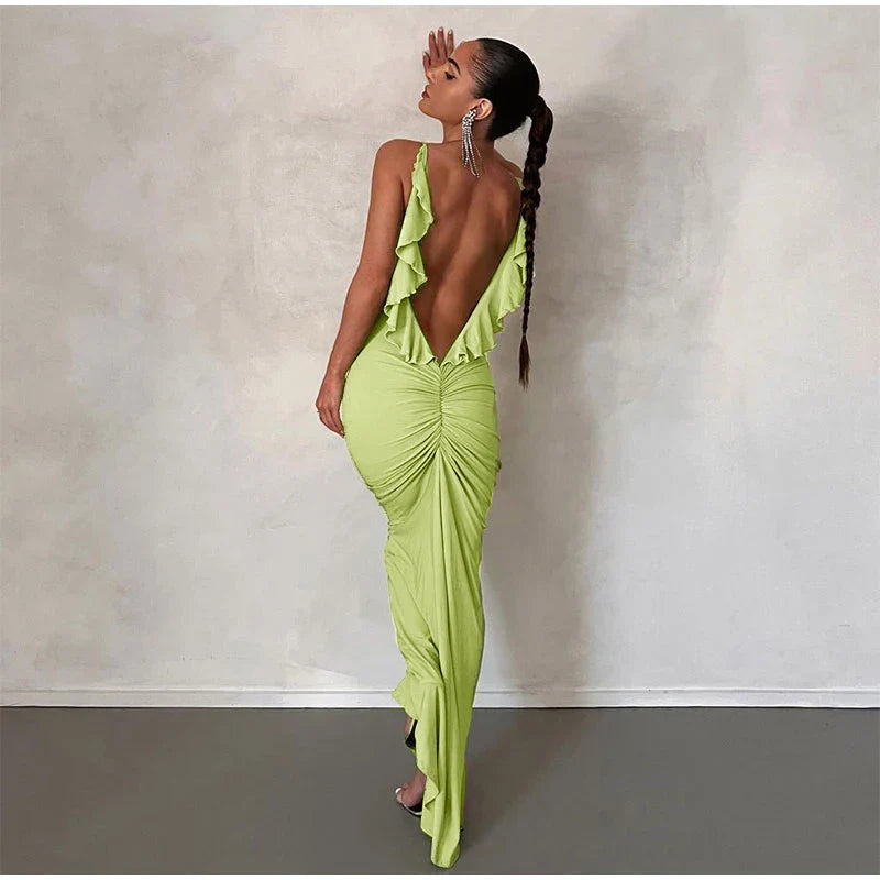 Knitted Open Back Maxi Dress InsStreet