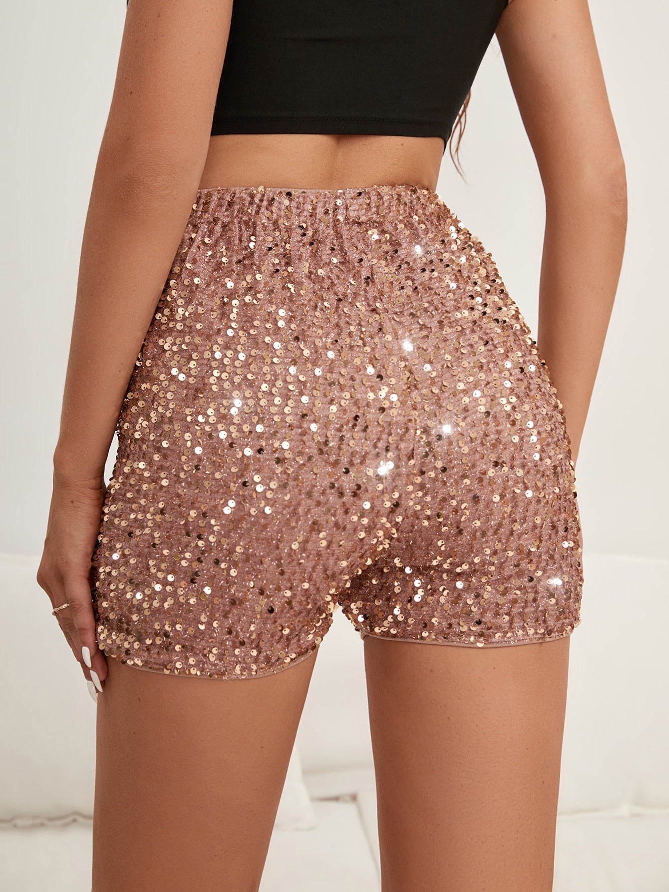 High Waist Bling Metallic Sexy Shorts InsStreet