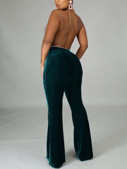 Velvet Velour Flared Bell Bottoms High Waist Pants InsStreet