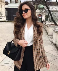 Marketplace Pocketed Houndstooth Blazer Ins Street