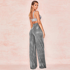 Wide Leg High Waist Vintage Bright Silk Casual Pants InsStreet