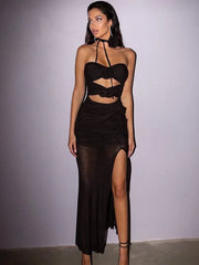 Backless Mesh Transparent Maxi Dress InsStreet