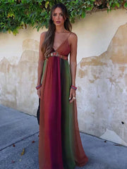 Backless Chiffon Beach Sling Maxi Dress InsStreet