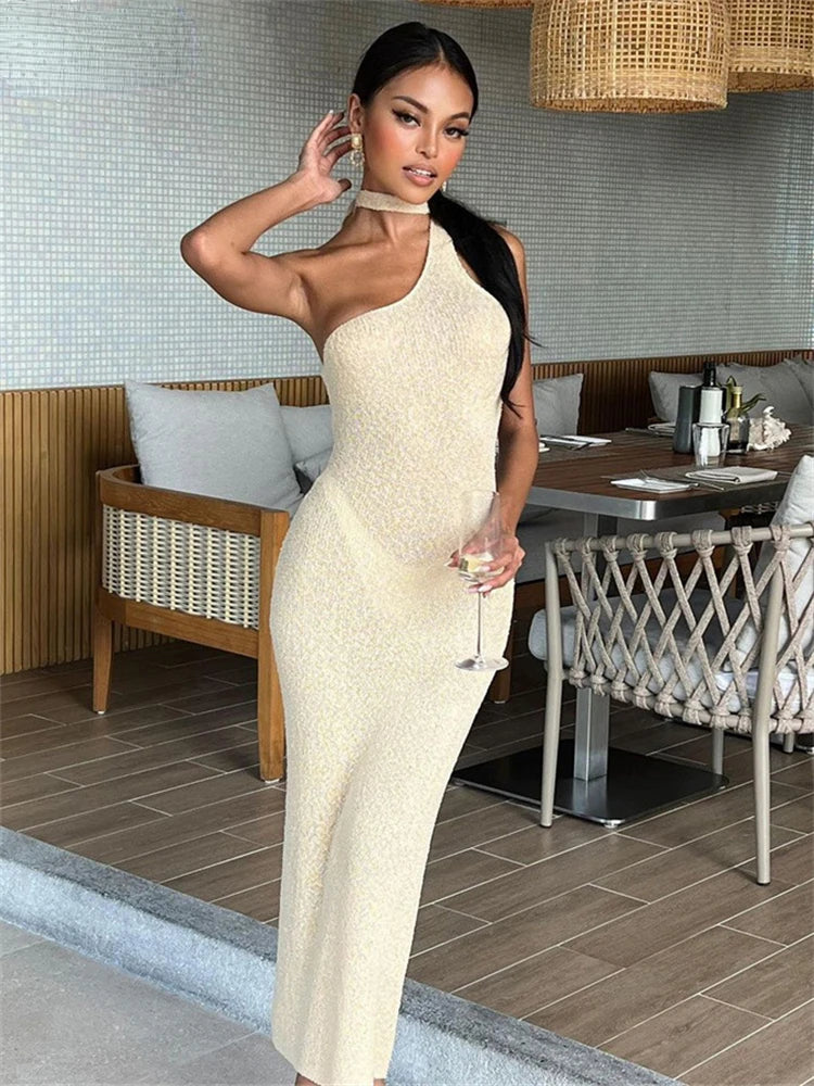 Beach Knitted Halter Bodycon Maxi Dress InsStreet