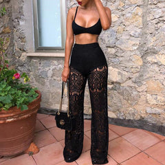 Sexy Lace High Waist Loose Pants InsStreet