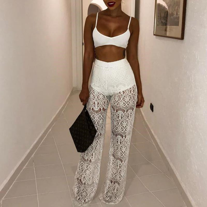 Sexy Lace High Waist Loose Pants InsStreet