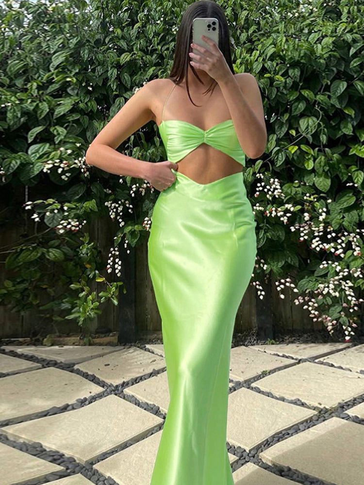 Sexy Satin Tube Top Midi Skirts InsStreet