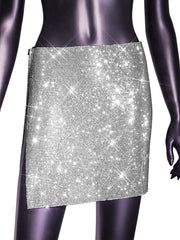 See Through Rhinestone Mini Skirt InsStreet