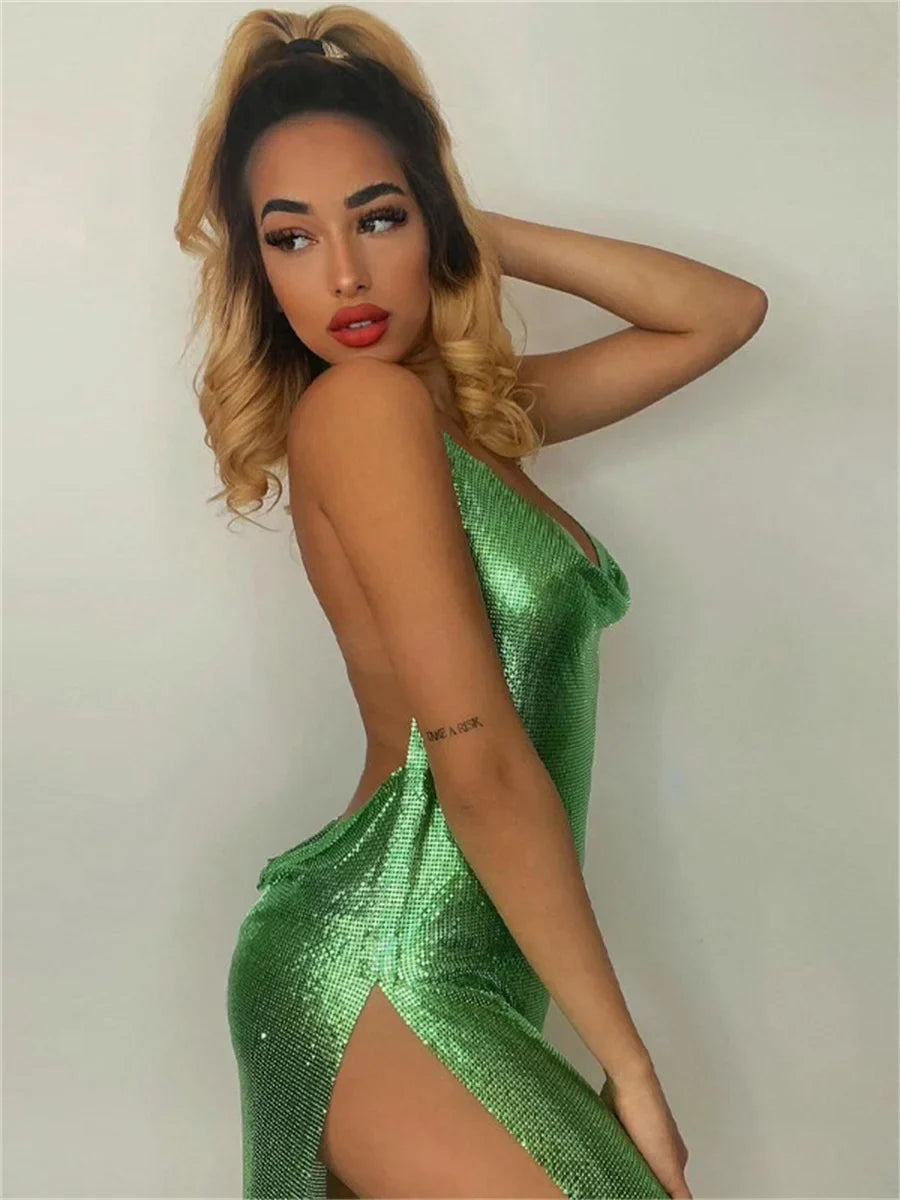 Glitter Backless Bodycon Mini Dress InsStreet